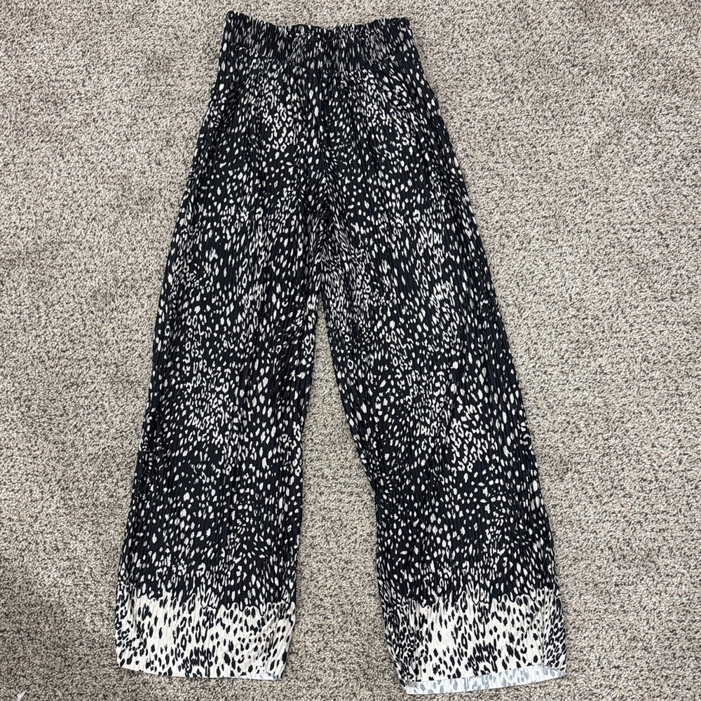Fever Black and Cream Speckled Wide Leg Pants